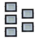 Kit 5 Refletor Holofote Slim Led 6500k Prova D'Água 50W 4000L