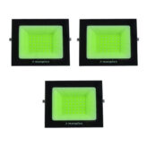 Kit 3 Refletor Holofote Slim Led Prova D'Água Verde 10W 800L