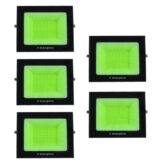 Kit 5 Refletor Holofote Slim Led Prova D'Água Verde - 10W 800L