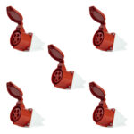 Kit 5und. Tomadas Industriais 3P+T+Neutro 380/415V Vermelho - 16A