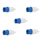 Kit 5x Plug Industrial 2P+T 220/250V Azul - 32A