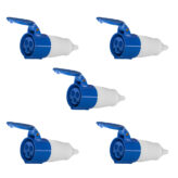 Kit 5x Acoplamento Plug Industrial 2P+T 220/250V Azul - 32A