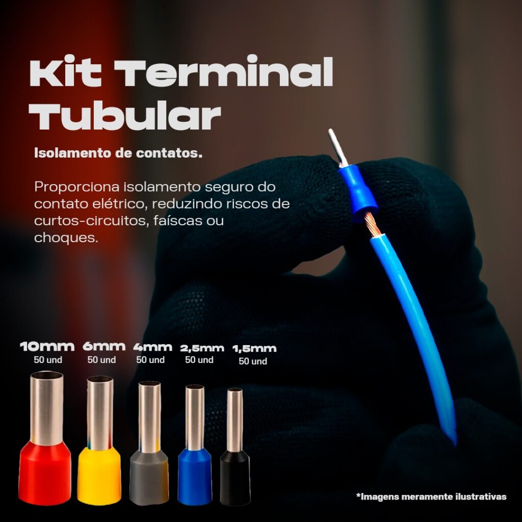 Kit Terminal Tubular Ilhós Pré-Isolado 1,5/2,5/4/6/10mm - 650un Cobre Eletrolítico - Imagem 2