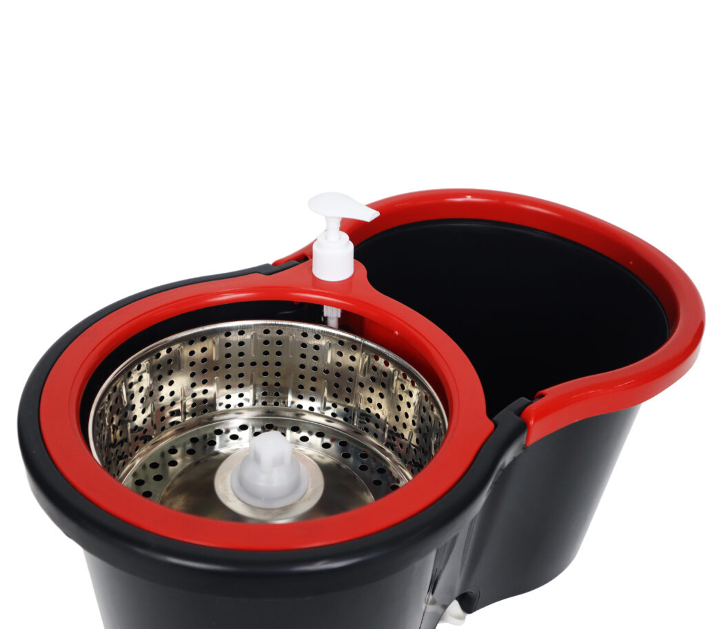 Mop Giratório Preto Cesto Em Inox Cabo De 140cm 13 Litros - Imagem 6