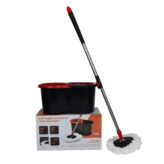 Mop Giratório Preto Cesto Em Plástico Cabo 140cm 13 litros